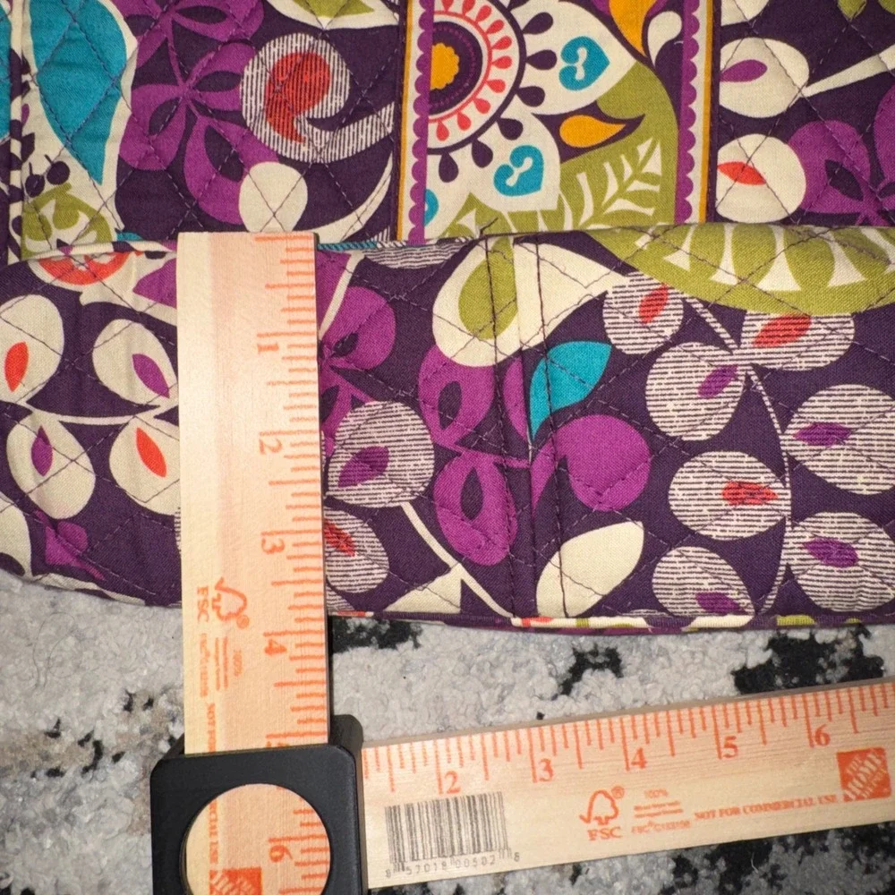Vera Bradley Plum Crazy Large Quilted Tote Bag and Matching Wallet Set Purple